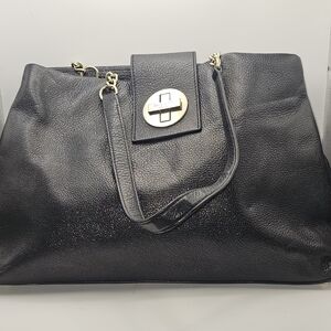 Kate Spade Town‎ Road Elena Shoulder Bag Black Pebbled Leather/ Shimmer Finish